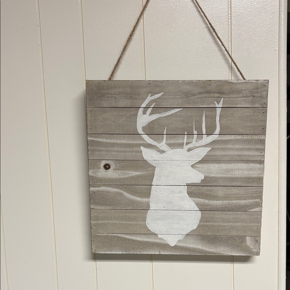 Rustic Gray and White Deer Silhouette Art & Decals